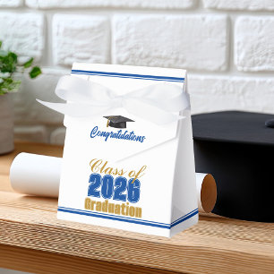 Royal Blue Gold Class of 2026 Graduation Party Favor Box