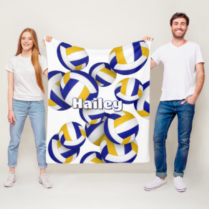 royal blue gold club colors volleyball room decor fleece blanket