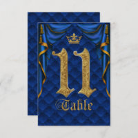 Royal Blue Gold Crown Wedding Table Number 11