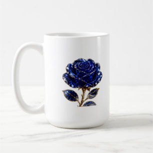 Royal Blue Gold Crystal Rose Coffee Mug