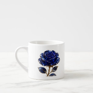 Royal Blue Gold Crystal Rose Espresso Cup