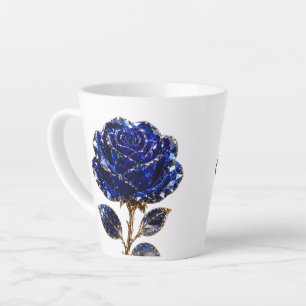 Royal Blue Gold Crystal Rose Latte Mug