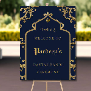 Royal Blue Gold Dastar bandi sign 