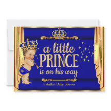 Royal Blue Gold Drapes Prince Baby Shower Brunette