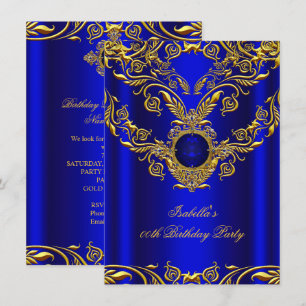 Royal Blue Gold Elegant Elite Birthday Party 2 Invitation