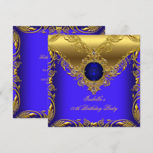 Royal Blue Gold Elegant Elite Birthday Party 2 Invitation