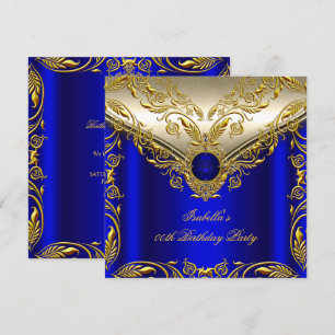 Royal Blue Gold Elegant Elite Birthday Party Invitation
