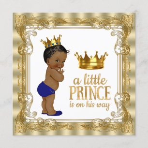 Royal Blue Gold Ethnic Prince Baby Shower Invitation