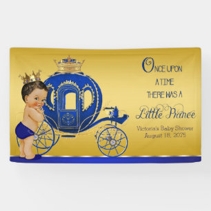 Royal Blue Gold Ethnic Prince Carriage Baby Shower Banner