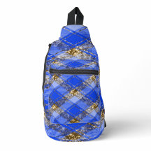 ROYAL BLUE & GOLD GLITTER LOOK PLAID PATTERN