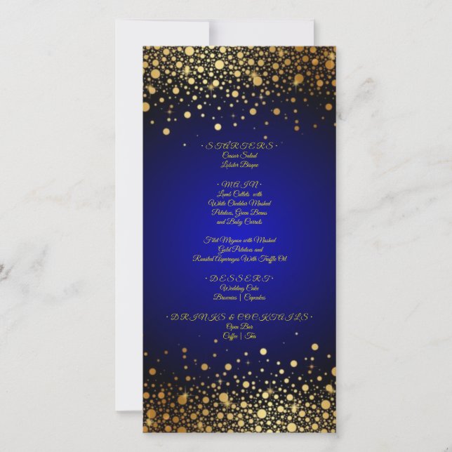 Royal Blue Gold mariage menu populaire (Devant)