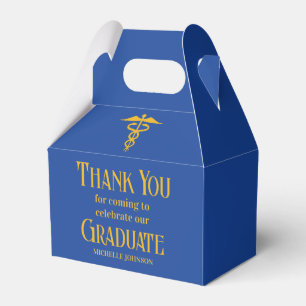 Royal Blue Gold Medical School Graduation Party Favor Box