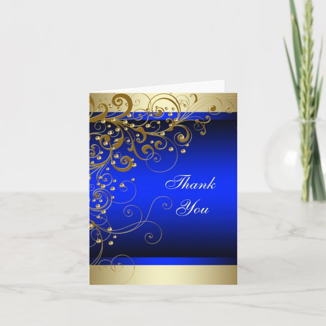 Royal Blue Gold Merci Cartes (Devant)