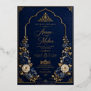 Royal Blue & Gold Palace Wedding Invitation   Blue