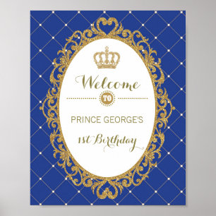 Royal Blue Gold Prince Anniversaire Affiche de bie