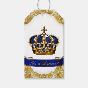 Royal Blue Gold Prince Baby Shower Gift Tags