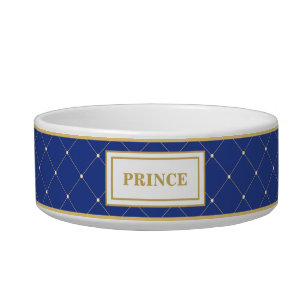 Royal Blue Gold Prince Cat Dog Pet Bowl