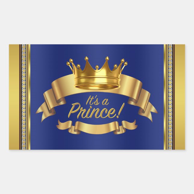 Royal Blue Gold Prince Water Bottle Labels (Front)