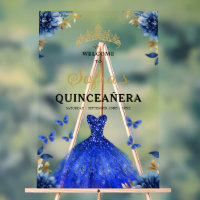Royal Blue Gold Princess Quinceañera Welcome