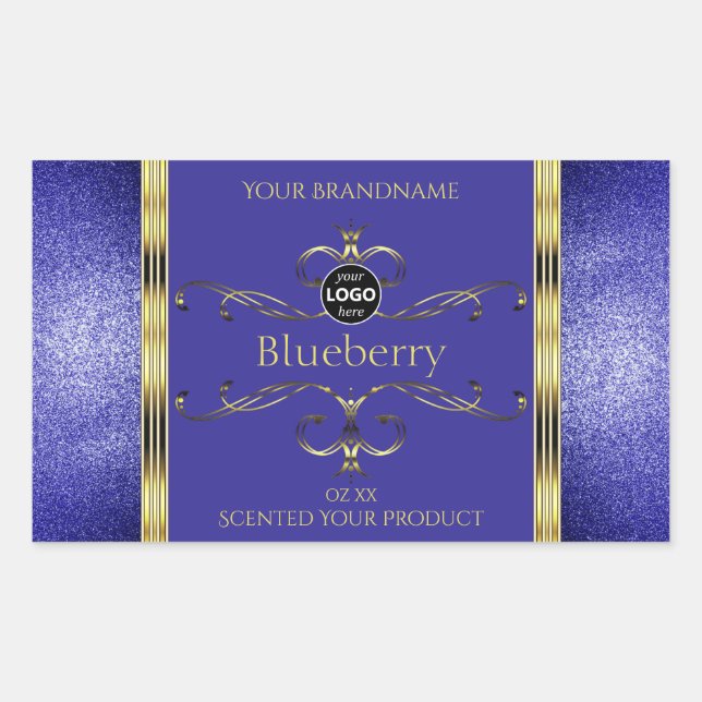 Royal Blue Gold Produit Étiquette Parties scintill (Devant)