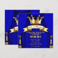 Royal Blue Gold Royal Crown Prince 1st Birthday