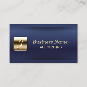 Royal Blue Gold Stamp Accounting Business Card