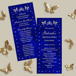 Royal Blue Gold Tiara Butterfly 15th Quinceañera Program