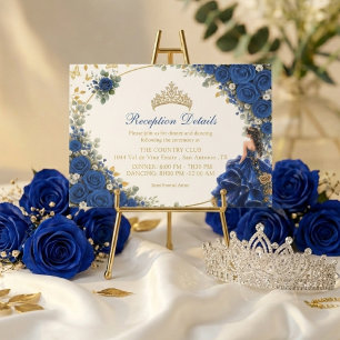 Royal Blue Golden Butterfly Quinceañera  Enclosure Card
