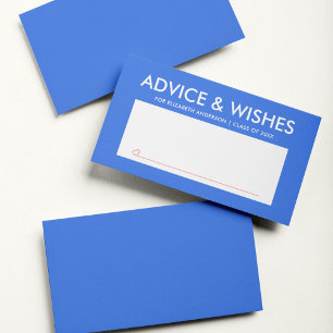Royal Blue Graduate Student Graduation Party Advice Card