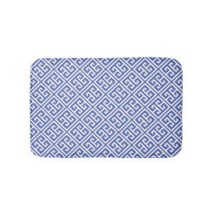 Royal Blue Greek Key Pattern Bath Mat
