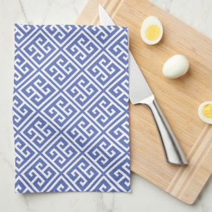Royal Blue Greek Key Pattern Kitchen Towel