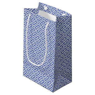 Royal Blue Greek Key Pattern Small Gift Bag