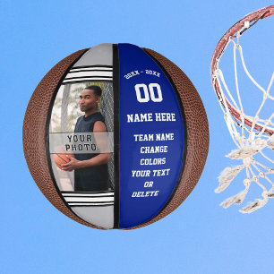 Royal Blue, Grey and White Custom Mini Basketballs