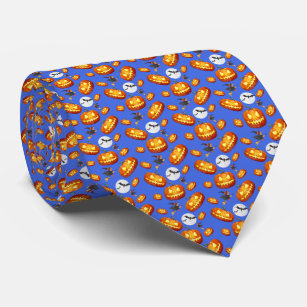 Royal Blue Halloween Necktie with Playful Pattern