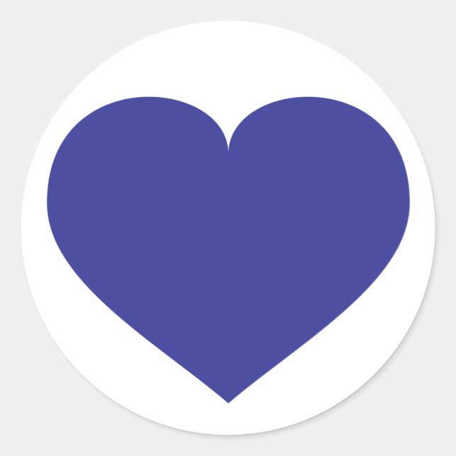 Royal Blue Heart Classic Round Sticker (Front)