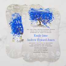 Royal Blue Heart Leaf Tree Wedding Fairytale