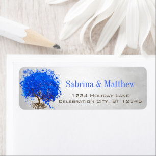 Royal Blue Heart Leafed Return Address