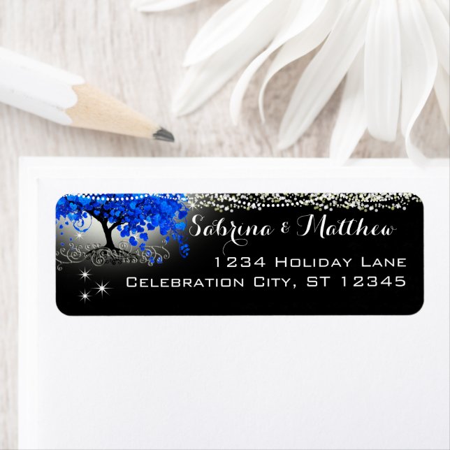 Royal Blue Heart Leafed Return Address Label (Insitu)