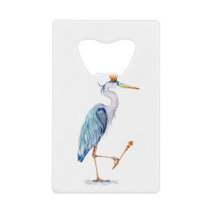 Royal Blue Heron Credit Card Bottle Opener