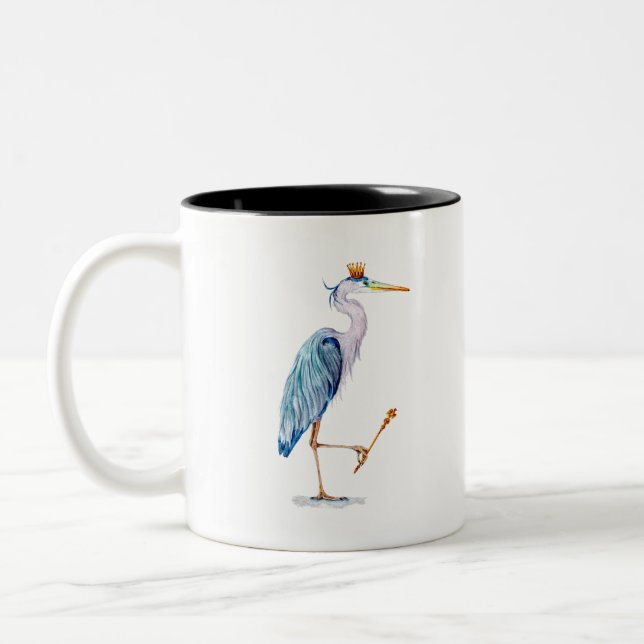 Royal Blue Heron Two-Tone Coffee Mug (Left)