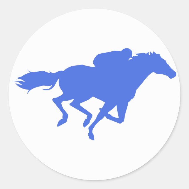 Royal Blue Horse Racing Classic Round Sticker (Front)