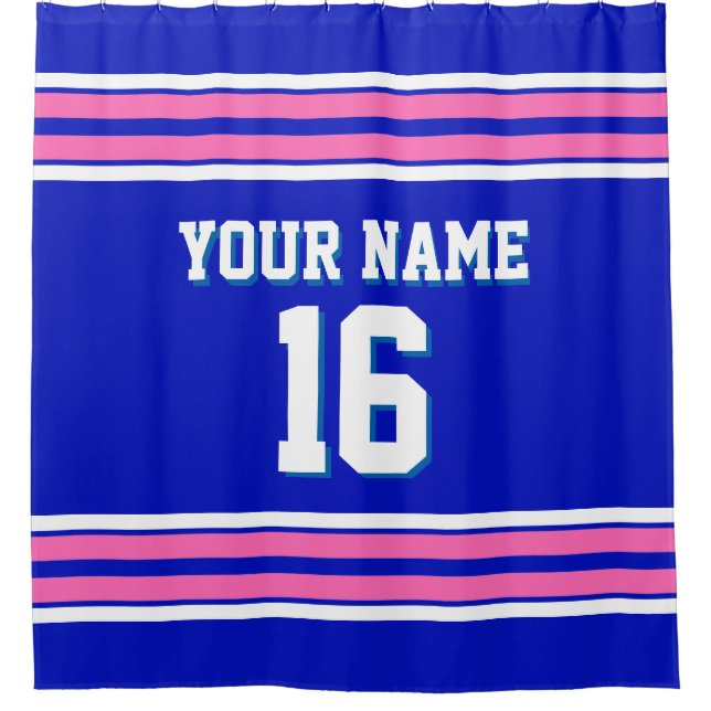 Royal Blue Hot Pink White Stripes Sports Jersey (Front)