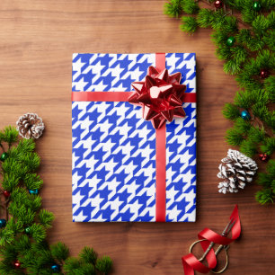 Royal Blue Houndstooth  Wrapping Paper