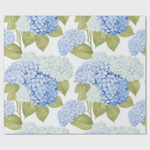 Royal Blue Hydrangea Garden Floral Wrapping Paper