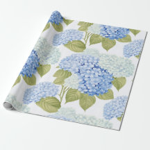 Royal Blue Hydrangea Garden Floral Wrapping Paper