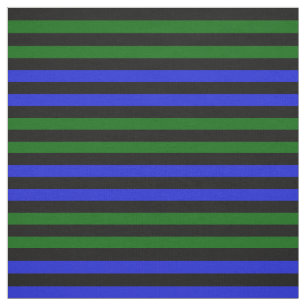 Royal blue, Island green, midnight black stipe Fabric