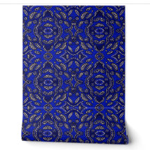 Royal Blue & Ivory Geometric African Wallpaper