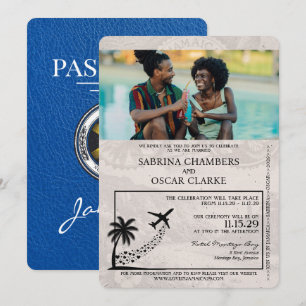 Royal Blue Jamaica Passport Faire-part de mariage