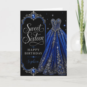 Royal Blue Jewel Sweet 16 Birthday Celebration Card