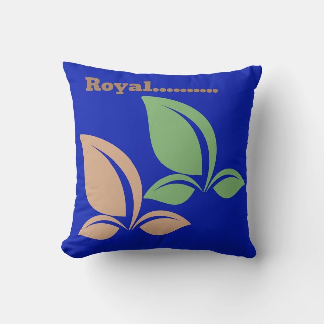  Royal Blue Leaves Square Pillow (Front)